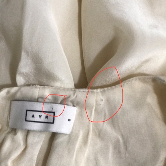 AYR The Fancytown Pleated Blouse Silk Blend in Ivory Small with in imperfections - Picture 6 of 6